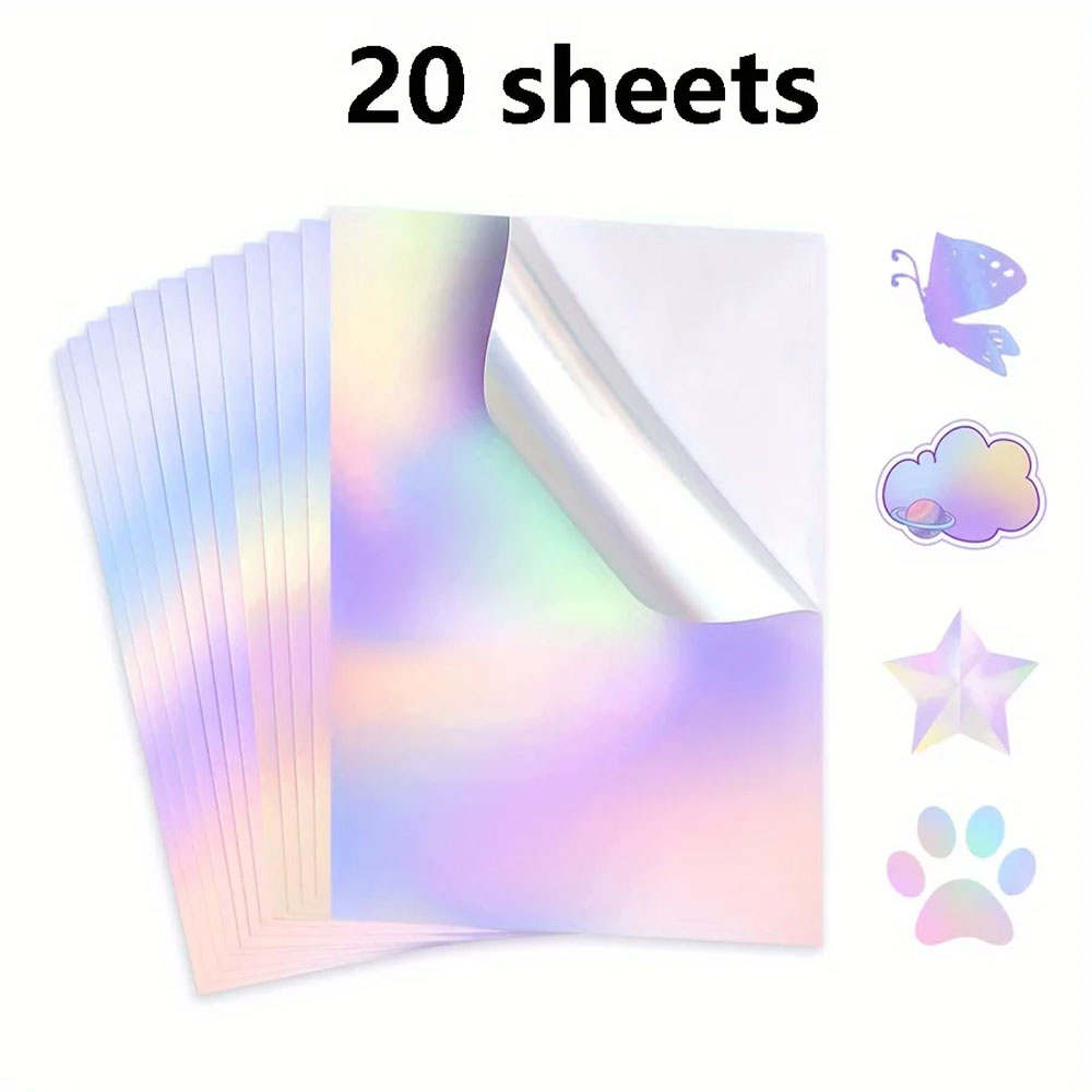 Label Maker Machine - 20 Sheets A4 Printable Holographic Vinyl