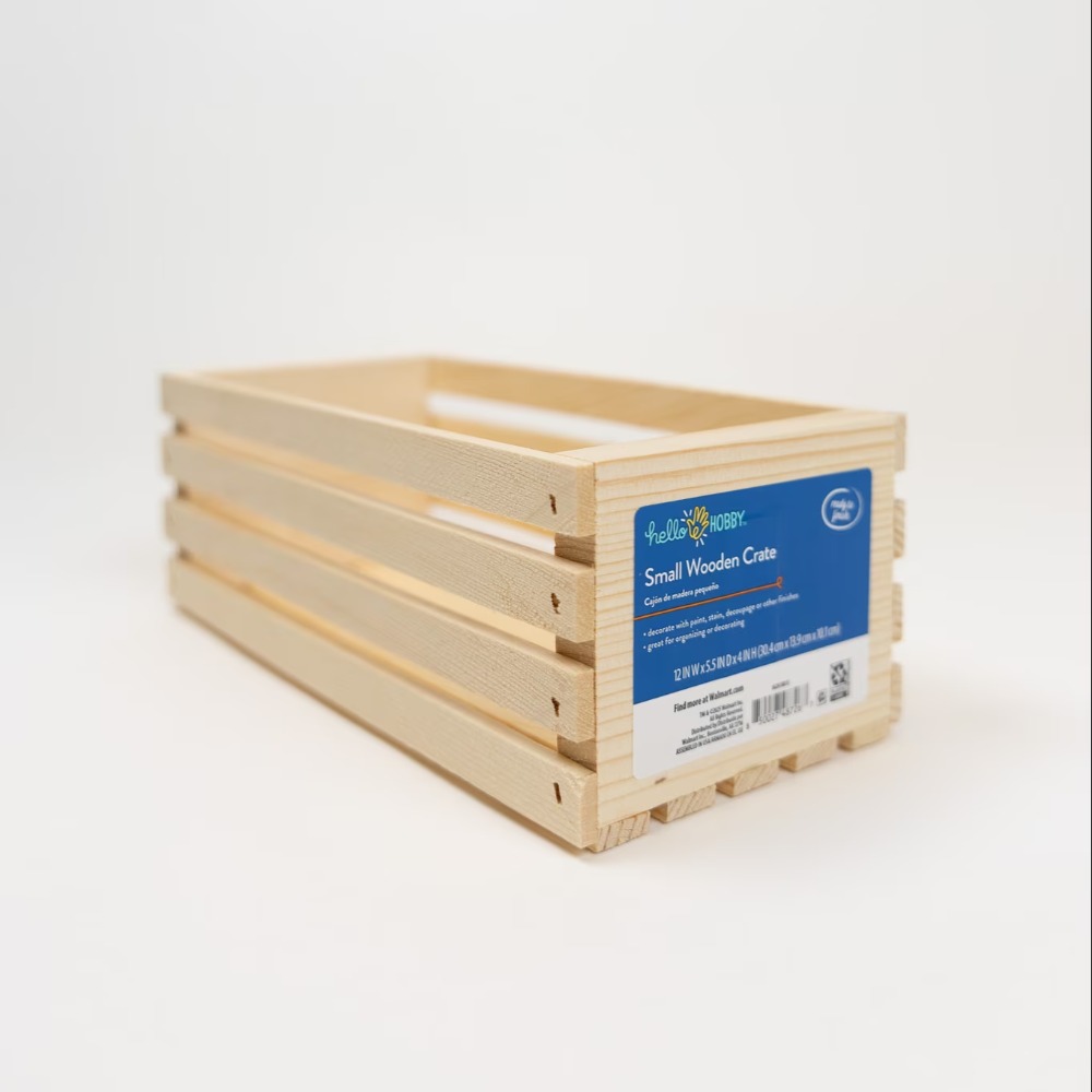 Home Office Box - Unfinished Wood Crate Storage Box 12x5.5x4