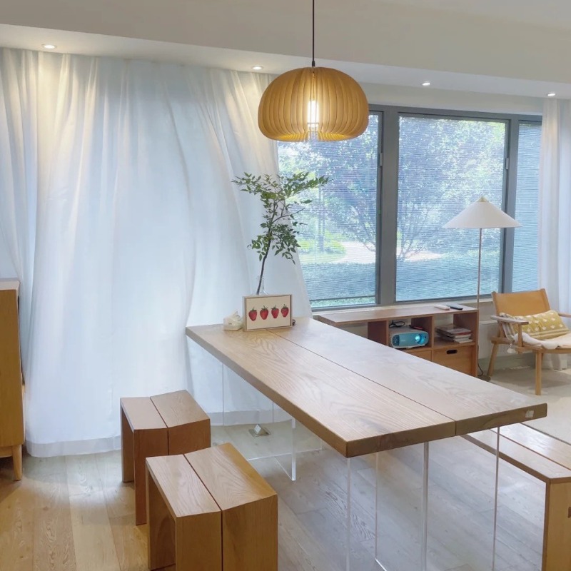 Nordic Solid Wood Acrylic Floa - Home Office Studio ulasan dan harga