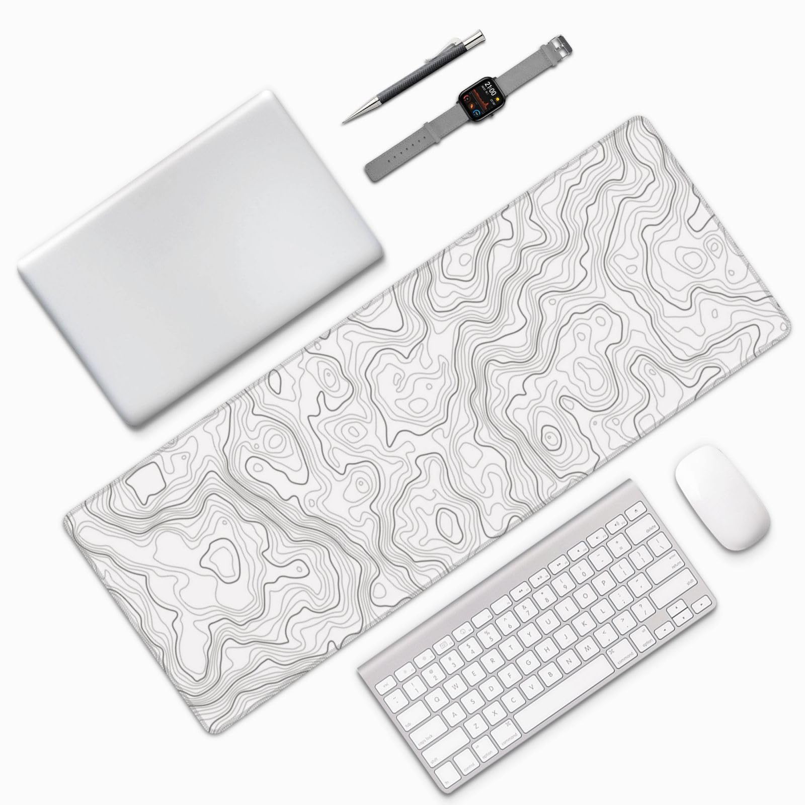 Abstract White Topographic Con - Mousepad Xl Extended ulasan dan harga