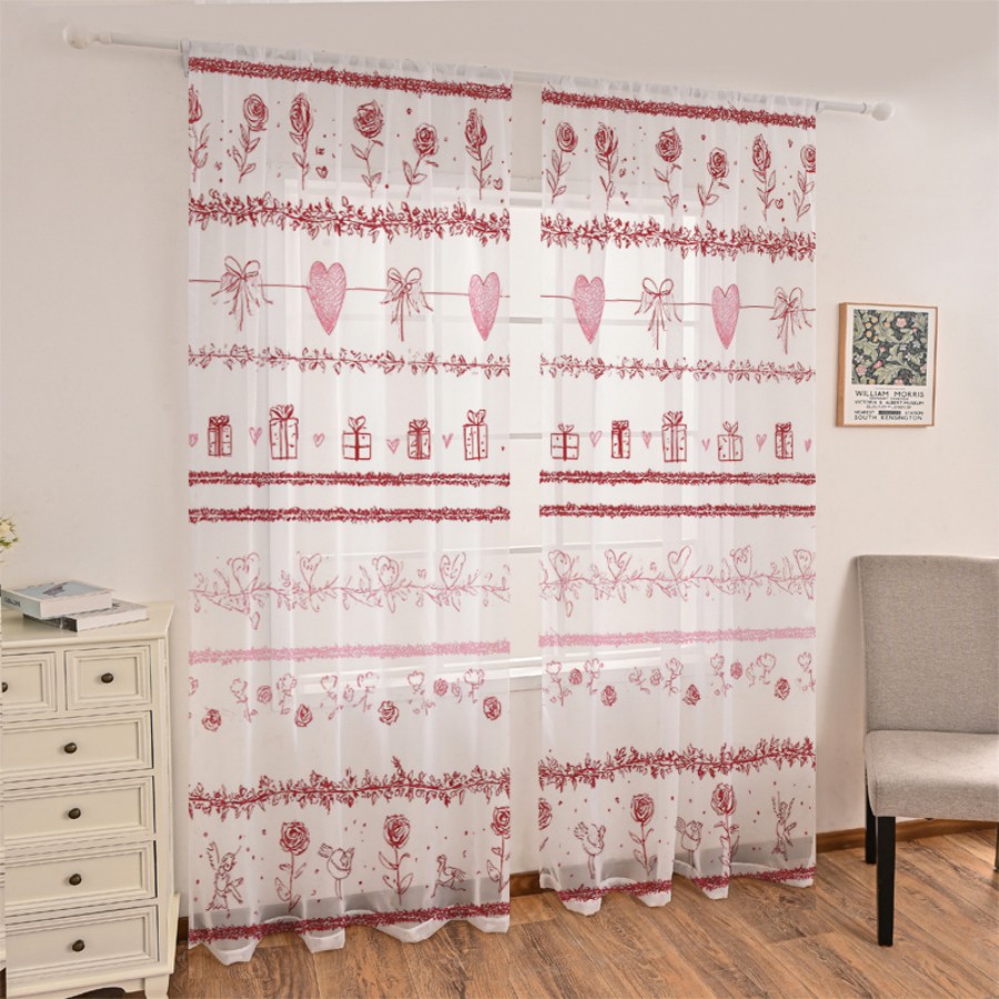 2PCS Digital Print Sheer Curta - Home Office Box ulasan dan harga
