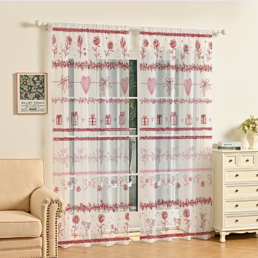 2PCS Digital Print Sheer Curta - Home Office Box ulasan dan harga