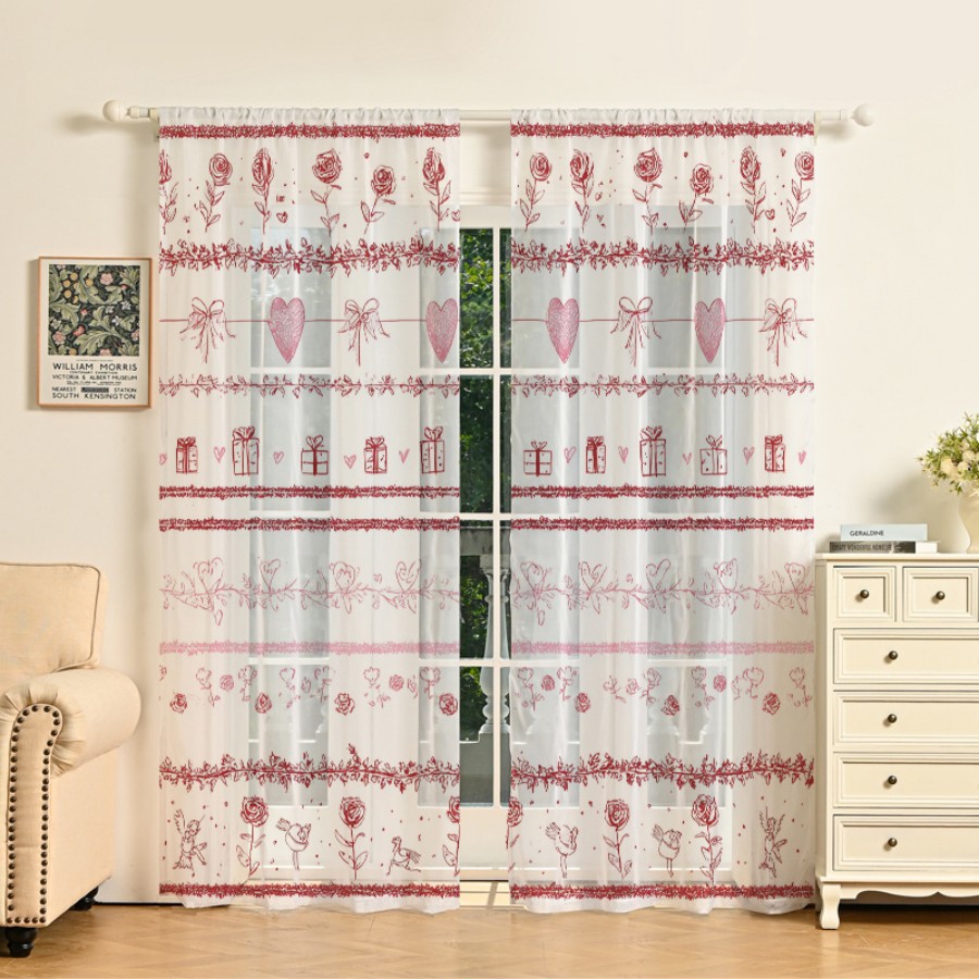 2PCS Digital Print Sheer Curta - Home Office Box ulasan dan harga