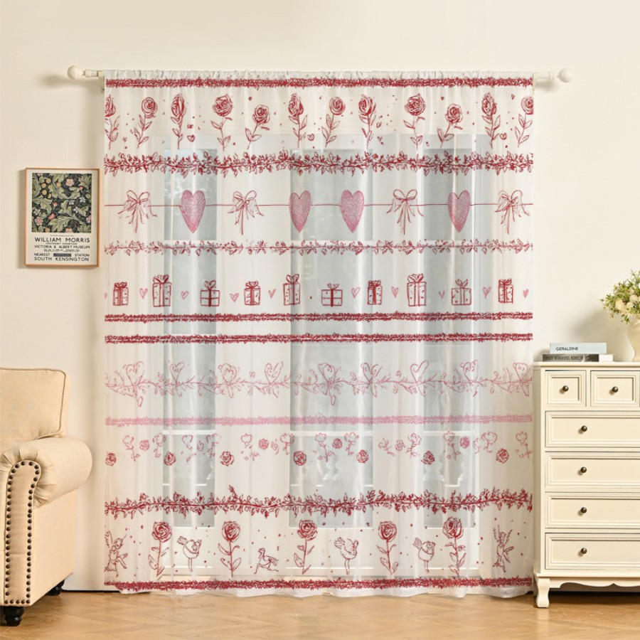 2PCS Digital Print Sheer Curta - Home Office Box ulasan dan harga