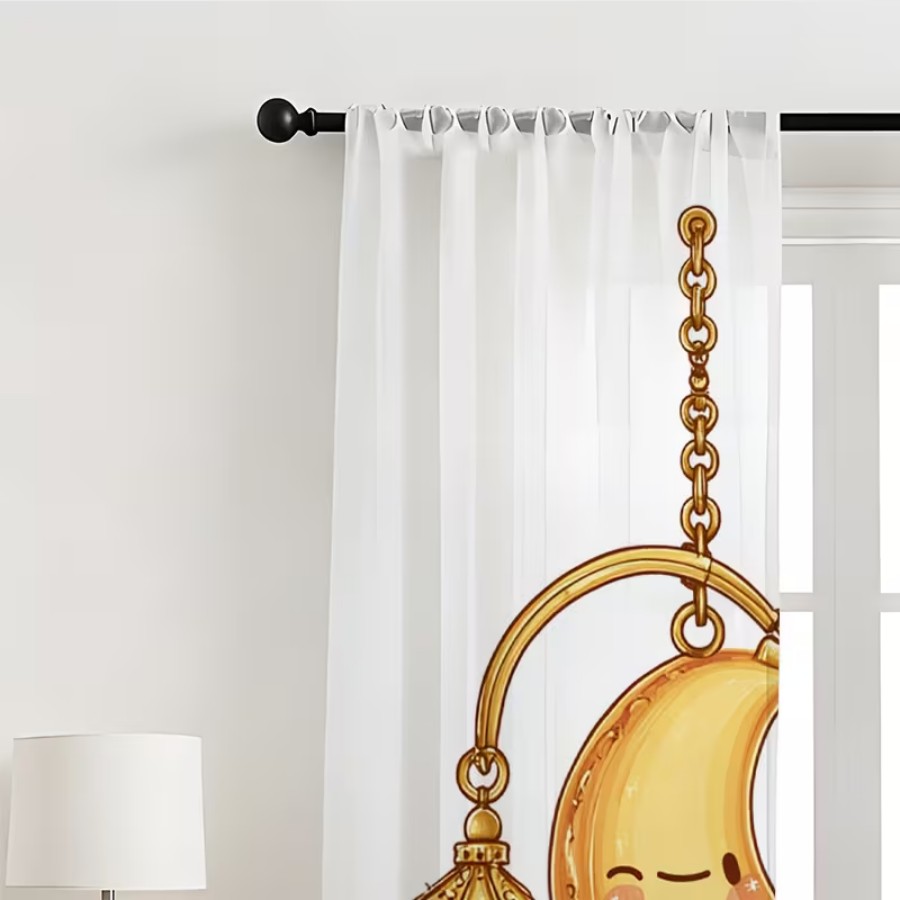 2PCS Digital Print Sheer Curta - Home Office Lamp ulasan dan harga
