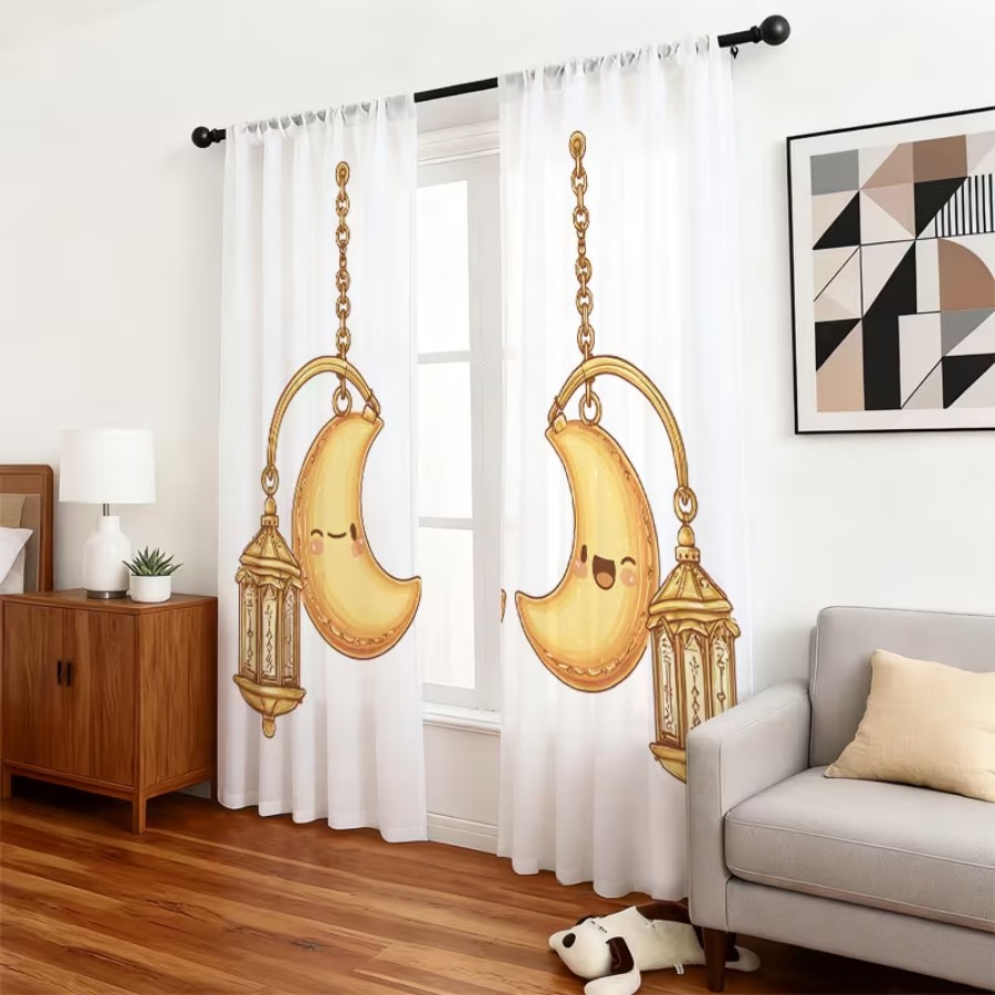 2PCS Digital Print Sheer Curta - Home Office Lamp ulasan dan harga