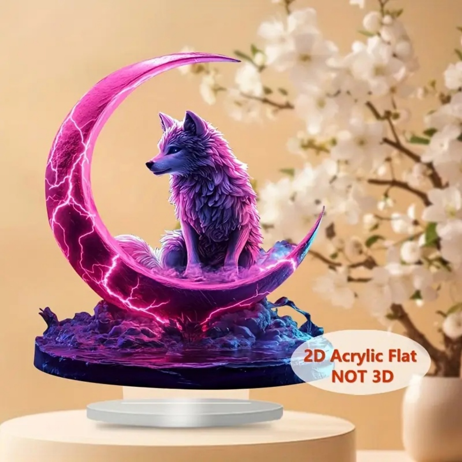 Flame Wolf Statue,2D Flat Acry - Home Office Studio ulasan dan harga