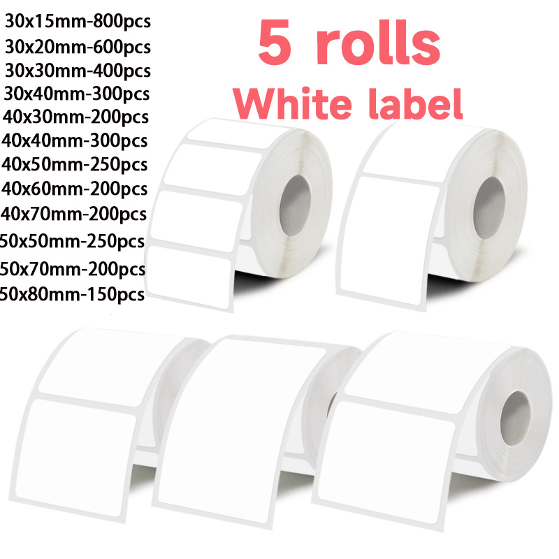 5 Rolls of White Label Sticker - Label Maker Machine ulasan dan harga