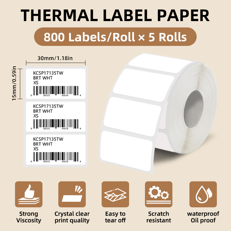 5 Rolls of White Label Sticker - Label Maker Machine ulasan dan harga
