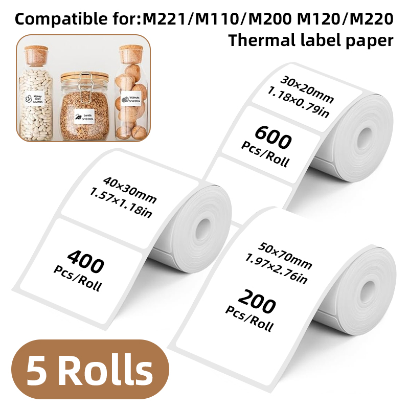 5 Rolls of White Label Sticker - Label Maker Machine ulasan dan harga