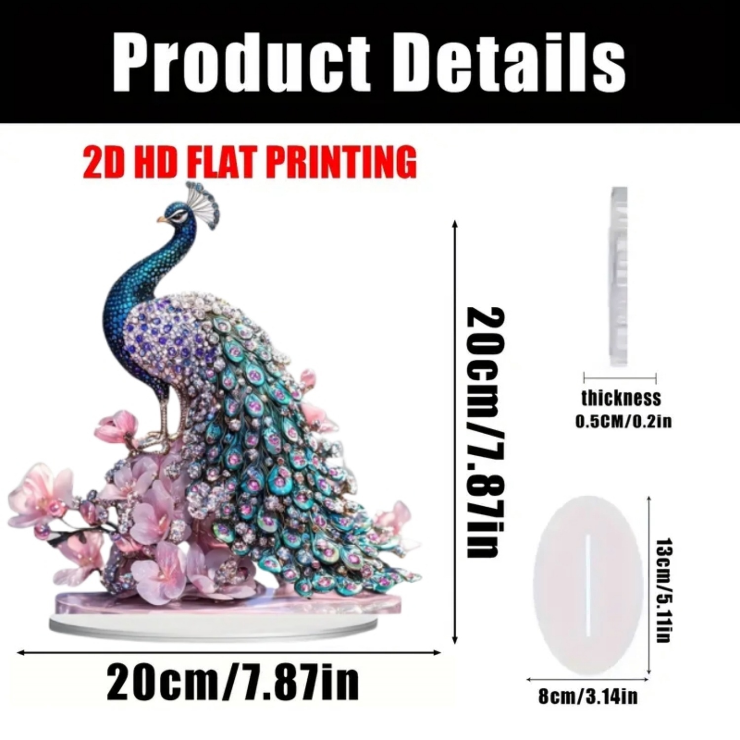 2D Flat Acrylic Peacock Spread - Home Office Studio ulasan dan harga
