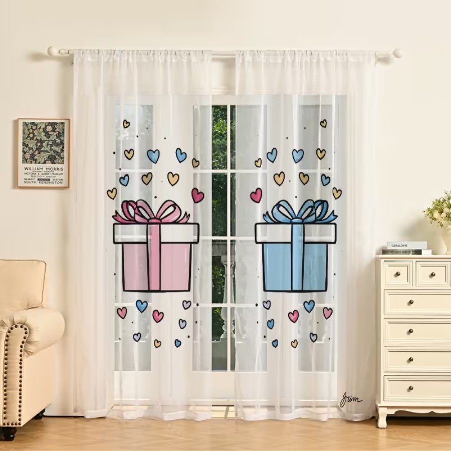 2PCS Digital Print Sheer Curta - Home Office Box ulasan dan harga