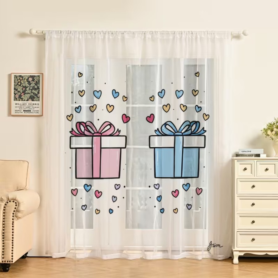 2PCS Digital Print Sheer Curta - Home Office Box ulasan dan harga